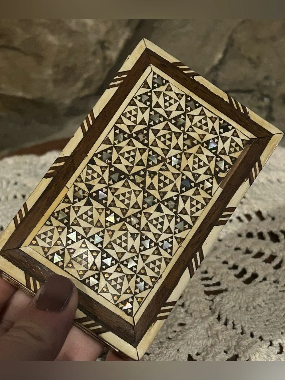 Vintage Middle Eastern Marquetry Jewelry Box